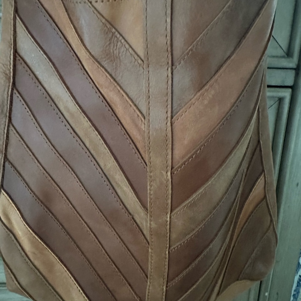 Magnolia Two-Tone Brown Chevron Crossbody Bag